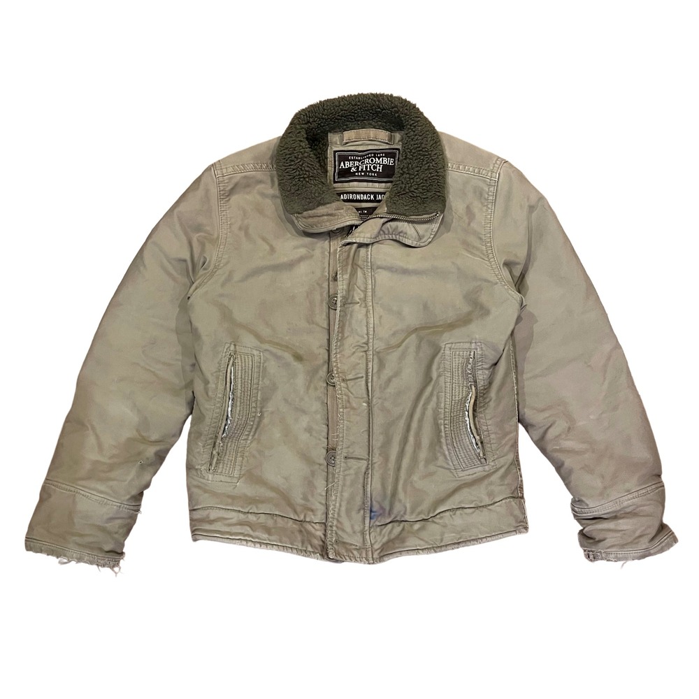 Abercrombie & Fitch Jacket Men’s Large Sherpa Lined Adirondack Coat Distressed